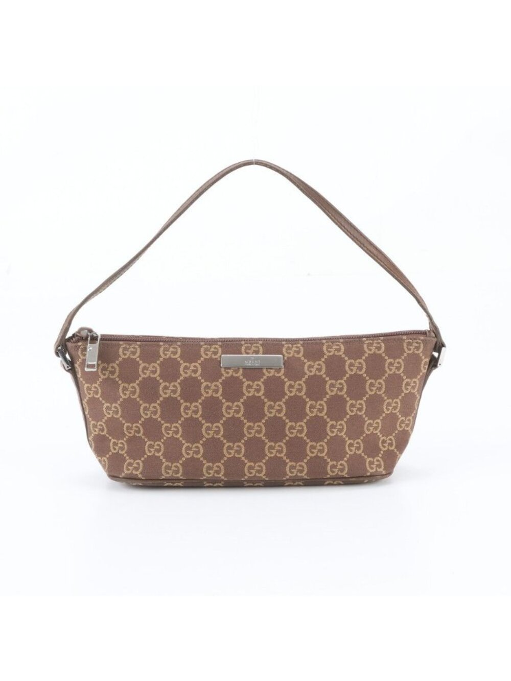 Gucci GG Canvas Mini Pouch Leather Handbag Brown